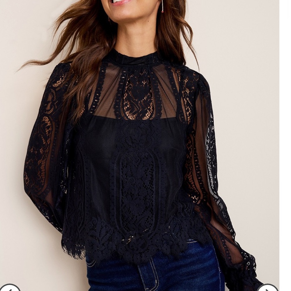 Elegant Black Lace Blouse (Aisha blouse by Francesca) . NWT.  Never worn.
